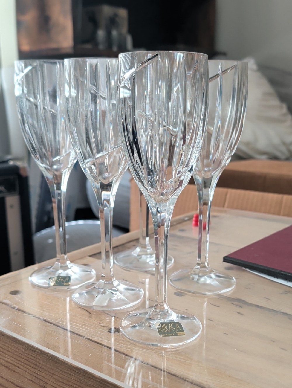 Mikasa Clear Crystal Uptown Fluted Wine Glasses - Set of 5